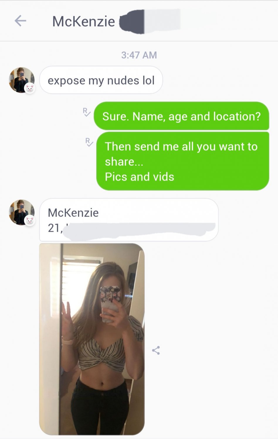Kik slut McKenzie wants to be a webslut. Help her out with that? Want the same treatment? Kik@jd13d #UxvgfoGe