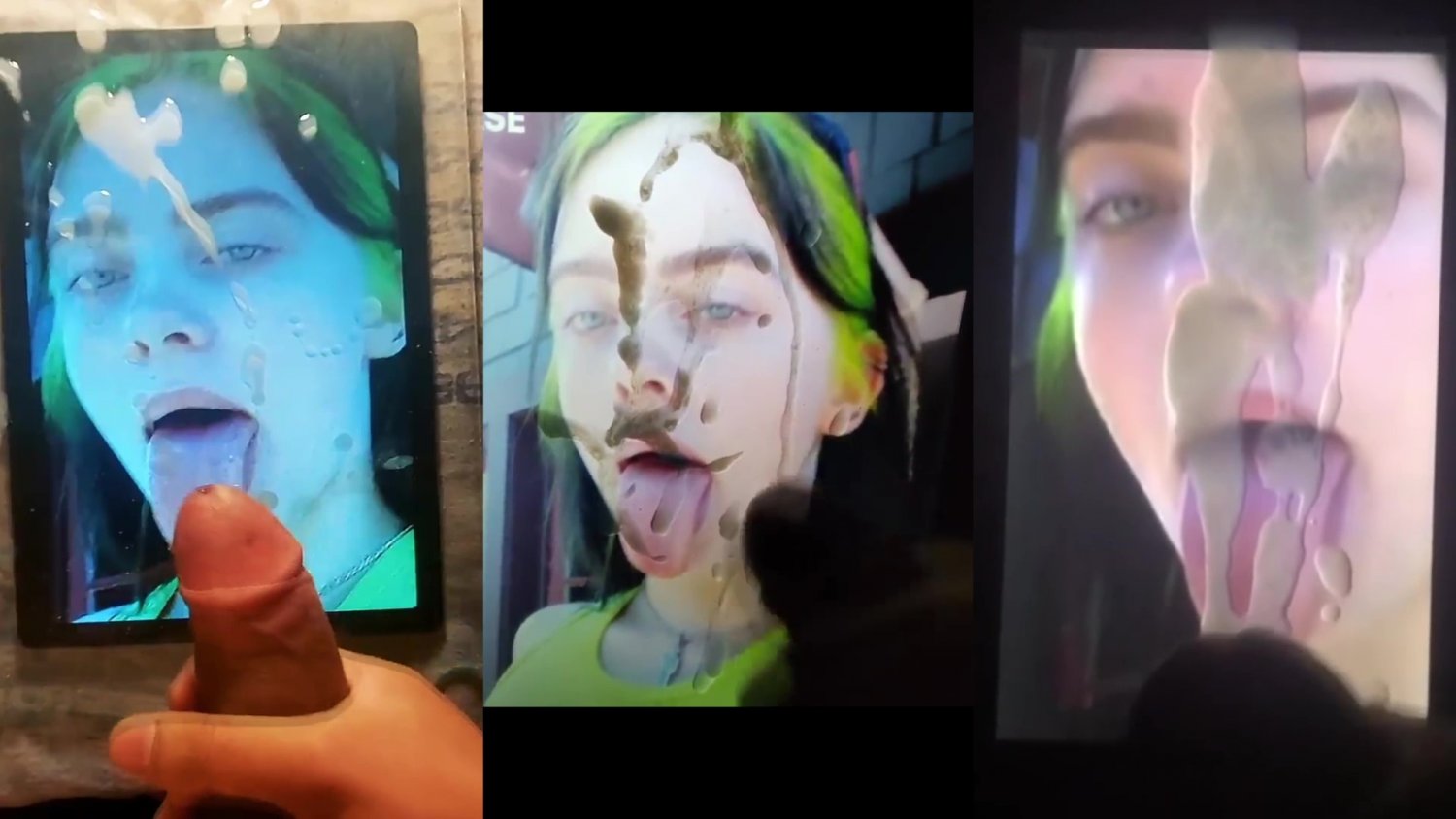Billie Eilish Tongue Out Cum Tribute Splitscreen Compilation #dQt7PJtI